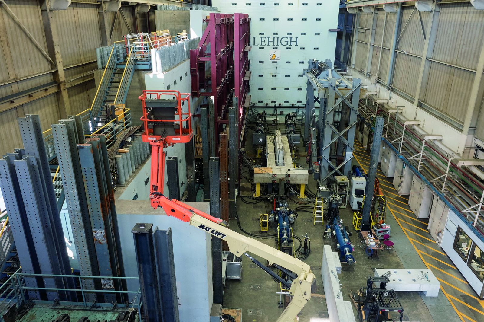 The large-scale structural testing floor at Lehigh's ATLSS Engineering Research Center