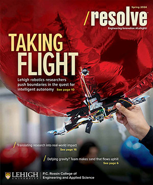 Resolve magazine cover with drone and coverline: Taking Flight