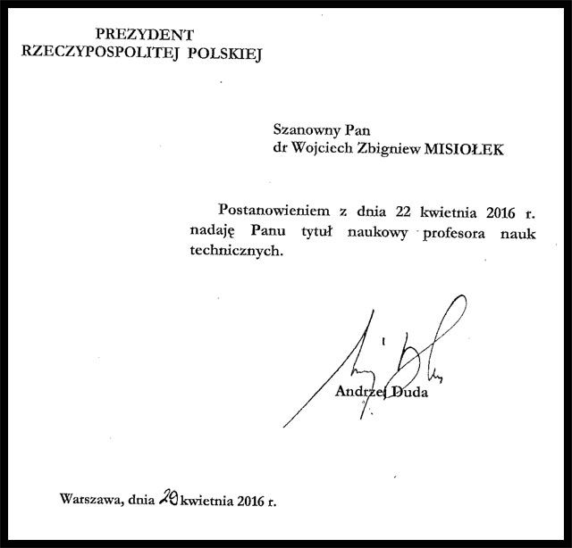 Letter to Misiolek