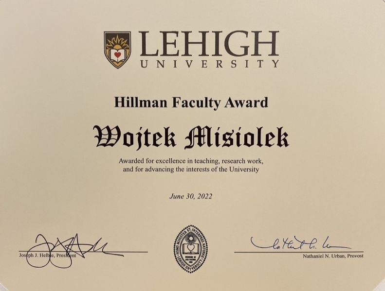 Award certificate