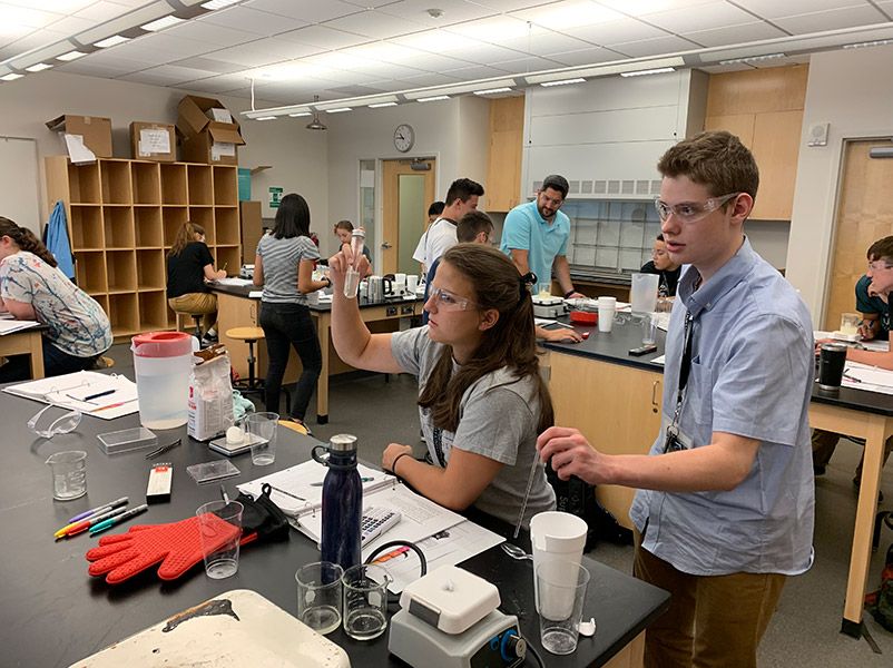Students doing lab experiment