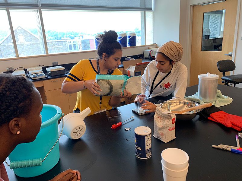 Students doing experiments