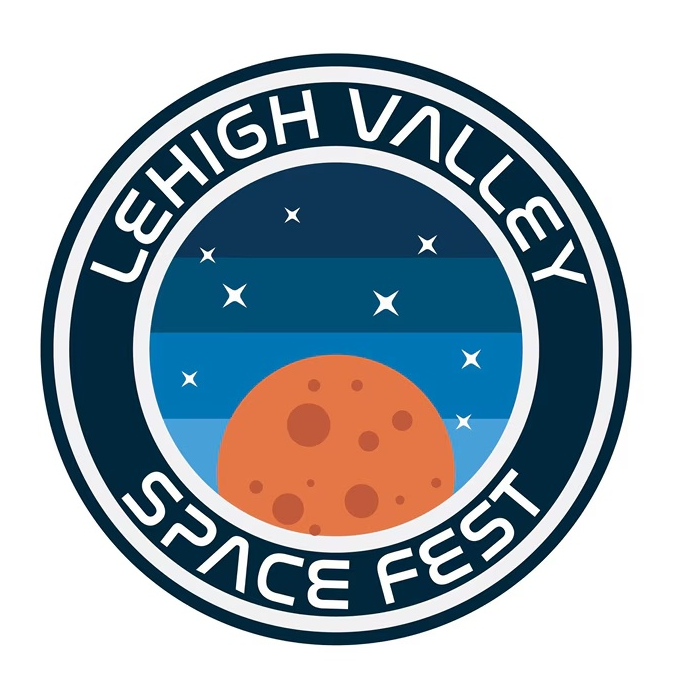 Lehigh Valley Space Fest logo with an orange planet and stars.