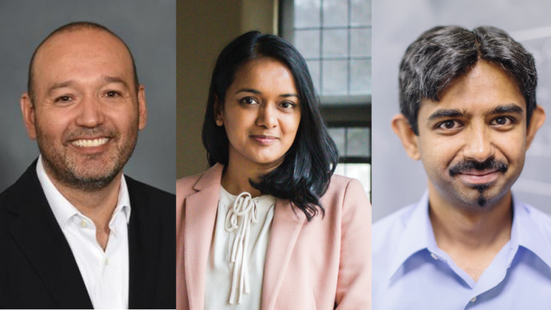 Alberto J. Lamadrid L. (left), Shalinee Kishore (center), Parv Venkitasubramaniam (right)