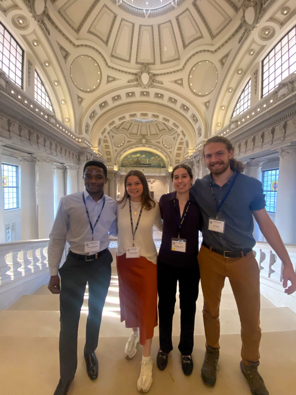 Students take group photo Bancroft Hall