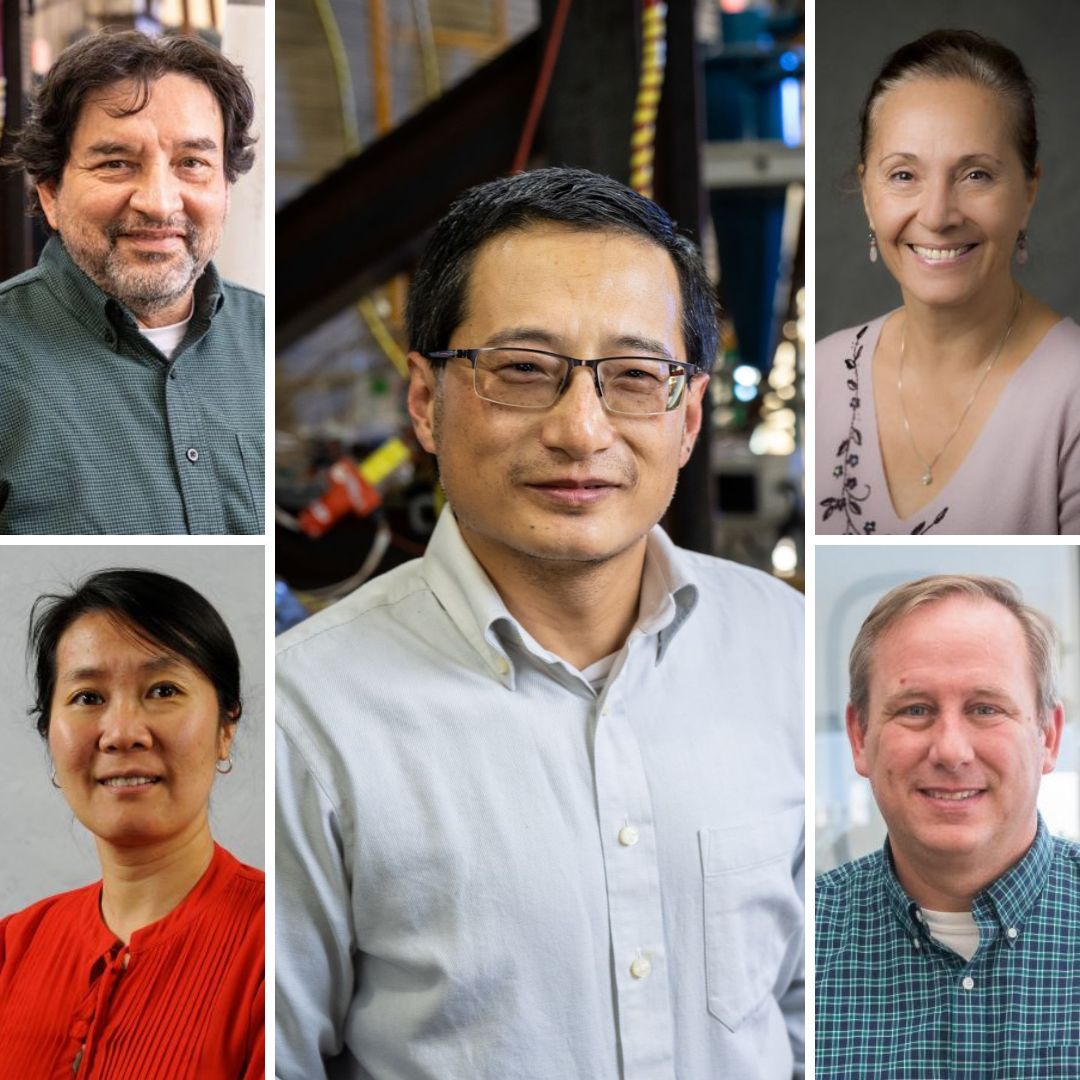 Center: Zheng Yao; Clockwise from top left: Carlos Romero, Sibel Pamukcu, Steve Peters, Xuanhong Cheng