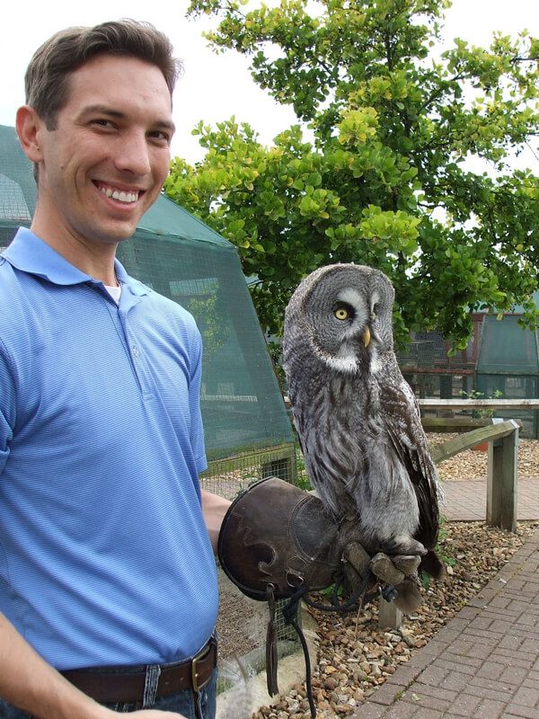 Justin Jaworski with owl