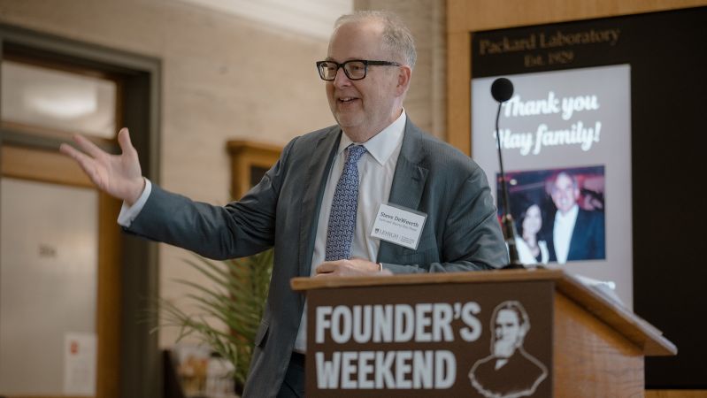 Dean Stephen DeWeerth speaks at installation ceremony