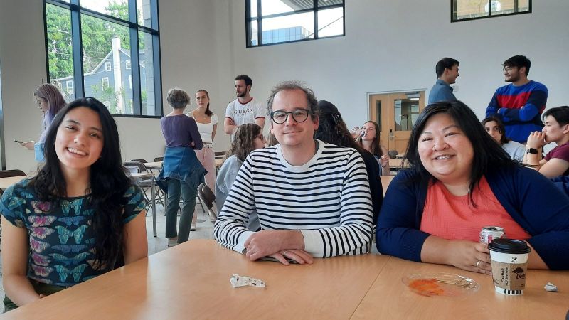 Student with Prof. Pashuck and Prof. Chow at BioE UG senior celebration