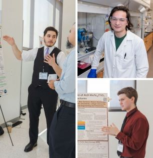 Three 2026 NSF GRFP recipients presenting and in labs