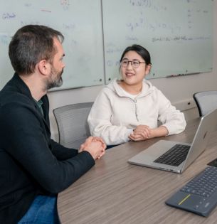 PhD student Qi Wang with ISE Prof. Frank Curtis