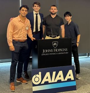 LURA members Dontae Hoose, Keegan Gagnon, TJ Moore, Lorcan Cheng at AIAA conference