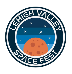 Lehigh Valley Space Fest logo with an orange planet and stars.