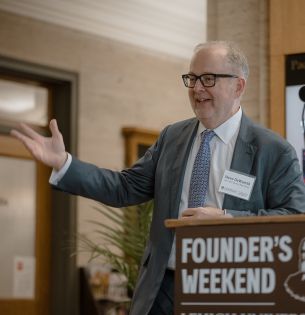 Dean Stephen DeWeerth speaks at installation ceremony