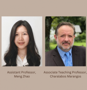 ISE Professors Meng Zhao and Charalambos Marangos