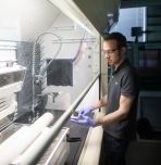 PhD student Florian Metzger working in Lehigh’s MATS (Materials for Advanced Technology & Sustainability) lab