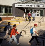 Students walking in front of Fairchild Martindale Library