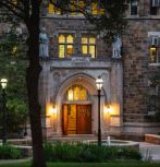 Packard Lab entrance with glowing lights