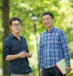 Lehigh CSE graduate student Song Li (left) and assistant professor Yinzhi Cao (Photo by Douglas Benedict / Academic Image / Lehigh University)