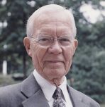 Lynn Beedle stands outside Packard Laboratory in 2002.