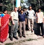 John Greenleaf '07 PhD, second from left, stands with local residents during his visit to the Indian subcontinent as a doctoral student in 2005. (Photo courtesy Arup SenGupta)