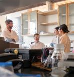 Professor James Gilchrist, Ph.D. student Nazrin Hasanova '21 and Professor Xuanhong Cheng