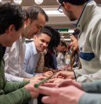 Lehigh TE students do an activity with students from TE Dortmund