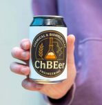 Hand holding a can of ChBEer made in the brewing class