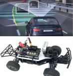 Simulation of AV driving conditions, robotic car, and testbed track