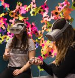 Students using VR headsets