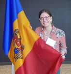 Emily Buchanan with the Moldova flag