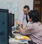 Professor Javad Khazaei and graduate student in lab