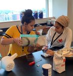 Students doing experiment