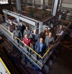 Lehigh offshore wind research team with soil box in ATLSS