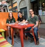 A new Parklet goes up in front of Roasted on Fourth Street in South Bethlehem.