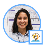 Headshot of Saskia Putri with P3 program logo
