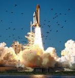 The STS-51L mission clears the tower at Launch Complex 39B at NASA’s Kennedy Space Center in Florida on Jan. 28, 1986. NASA