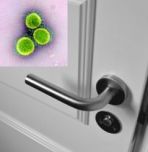 Inset: Novel Coronavirus SARS-CoV-2/NIAID; door handle: Jonathan Petersson/Pexels