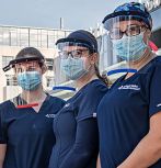 LVHN personnel with 3-d printed face shields