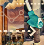 Photo illustration of CO2 hydrogenation for production of green fuels