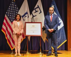 U.S. Secretary of Commerce Gina M. Raimondo and Mott President and CEO Boris Levin