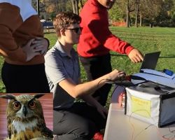 students flying RC planes; thumbnail image of owl